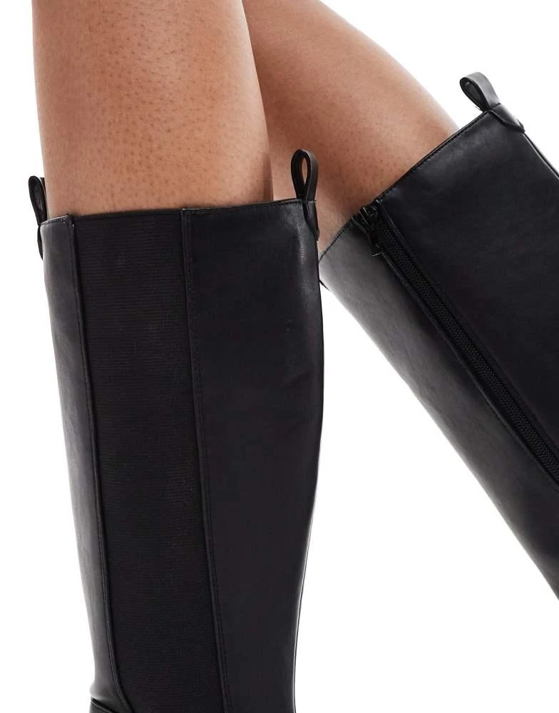 Public Desire Public Desire Bryant pull on knee boots in black PU 3