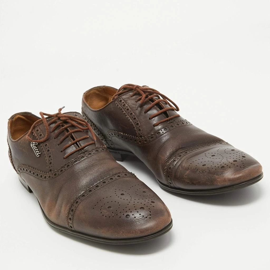 Gucci Gucci Brown Leather Lace Up Brogue Oxfords Size 44.5 4