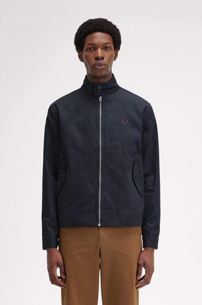 Fred Perry Waxed Cotton Harrington Jacket With Flap Pockets
