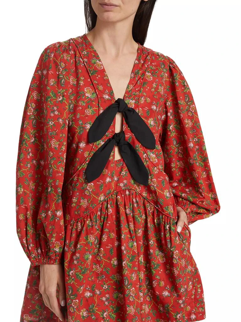 Rhode Annette Floral Cotton V-Neck Minidress 6