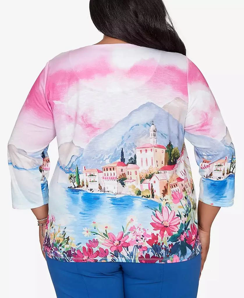 Alfred Dunner Plus Size The Royal Treatment Embellished Lake Como Scenic Top 5