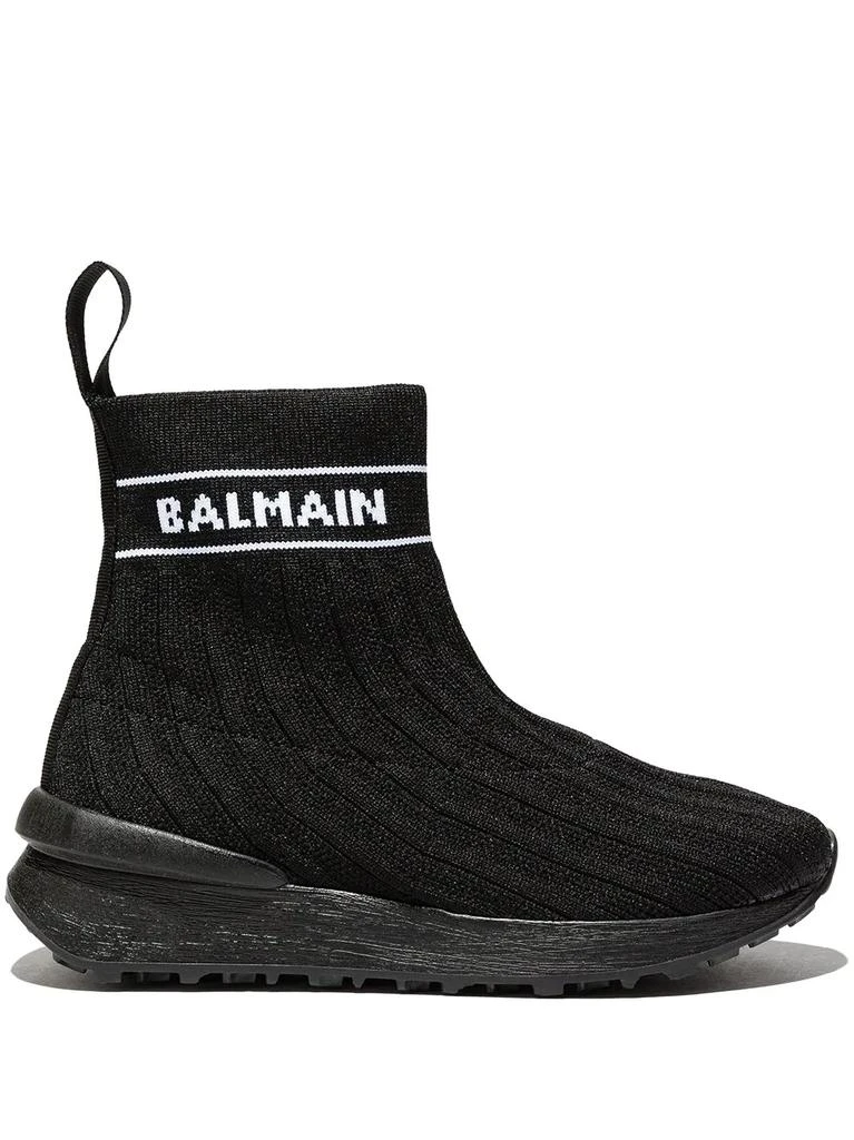 Balmain TEEN intarsia-logo sock-style sneakers - kids 1