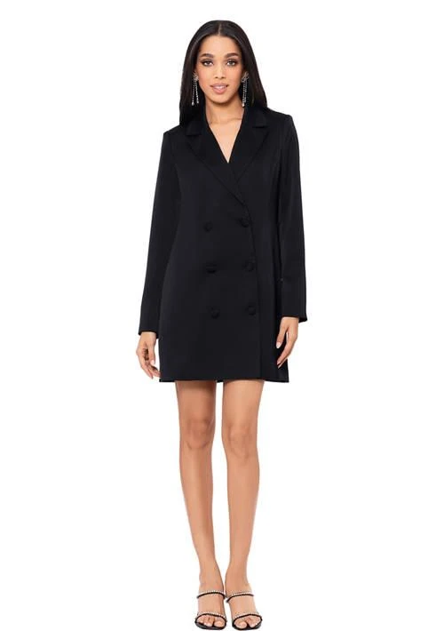 Betsy & Adam Adam Womens Long Sleeve Solid Blazer Dress 1