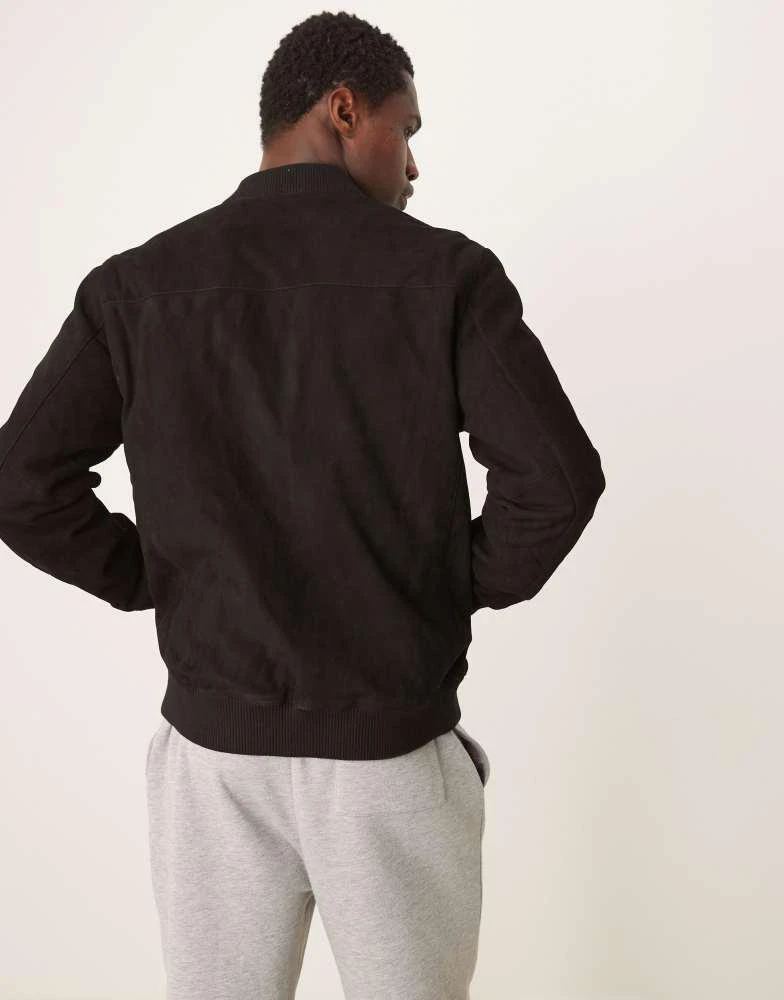 Selected Homme Selected Homme suede bomber jacket in black 2