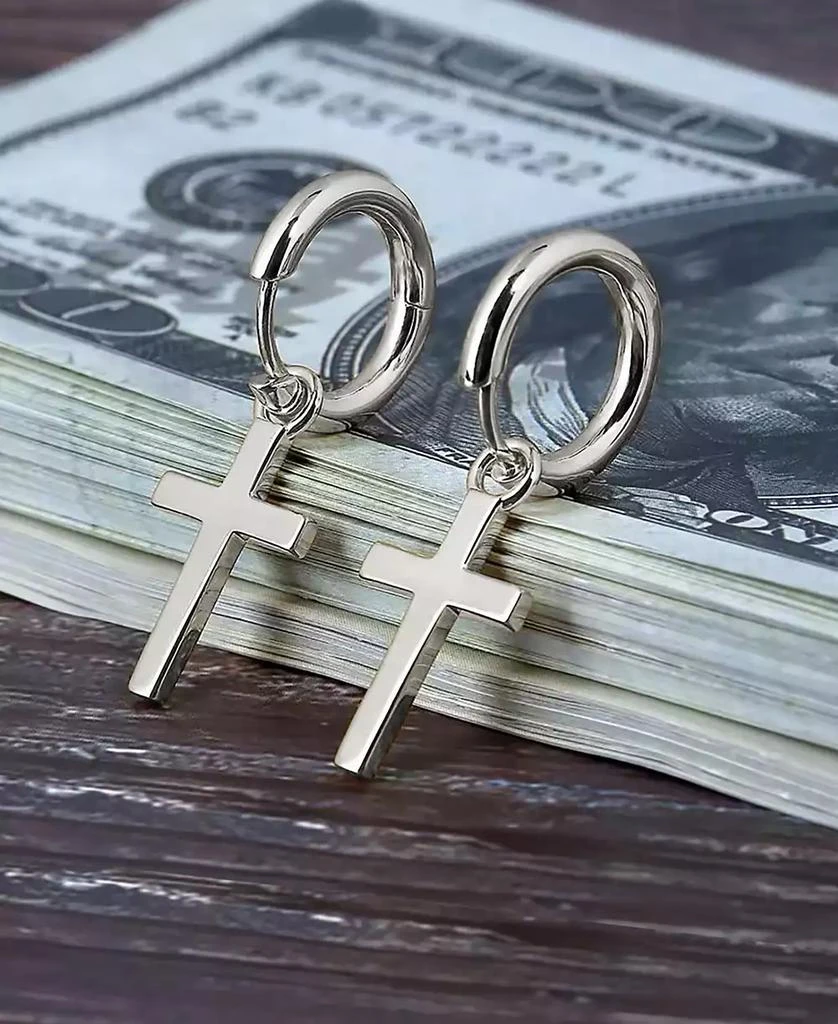 Rhona Sutton Men
s Classic Cross Hoop Earrings in Sterling Silver 4