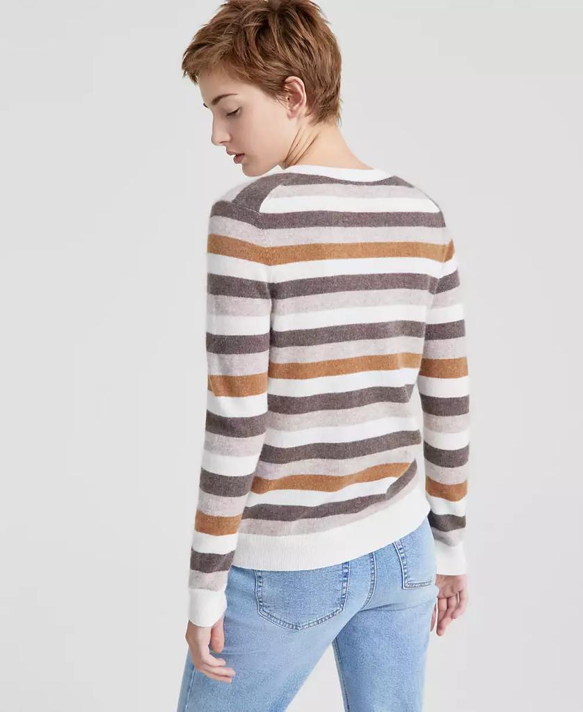 Charter Club Women's Striped 100% Cashmere V-Neck Sweater, Created for Macy's