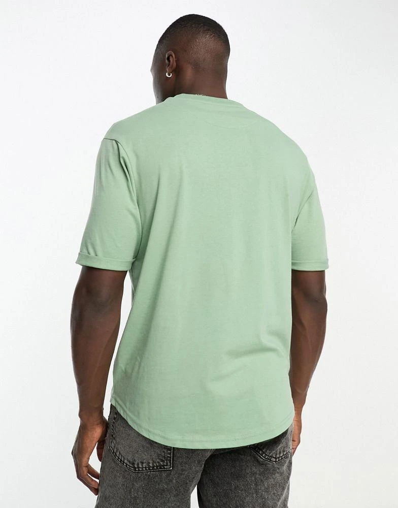 Le Breve Le Breve roll sleeve t-shirt in pale green 2