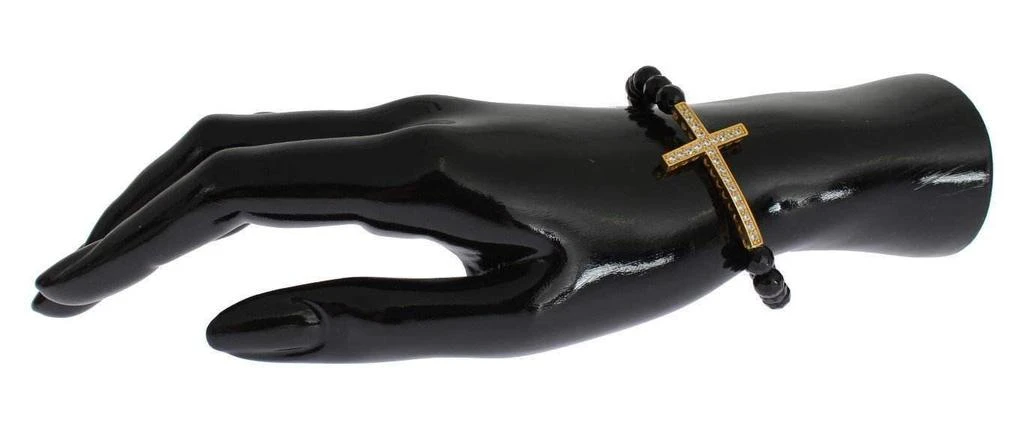 Nialaya Nialaya Agate Stone Gold CZ Cross 925 Silver Bracelet 7