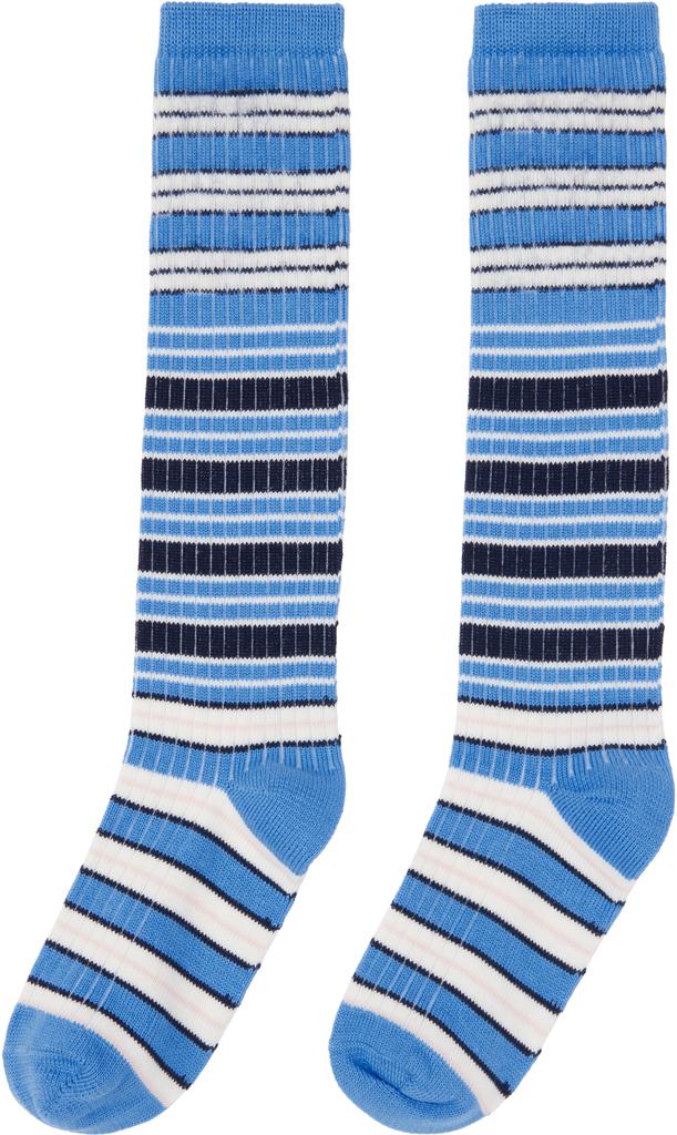 Marni Blue & White Striped Cotton Socks