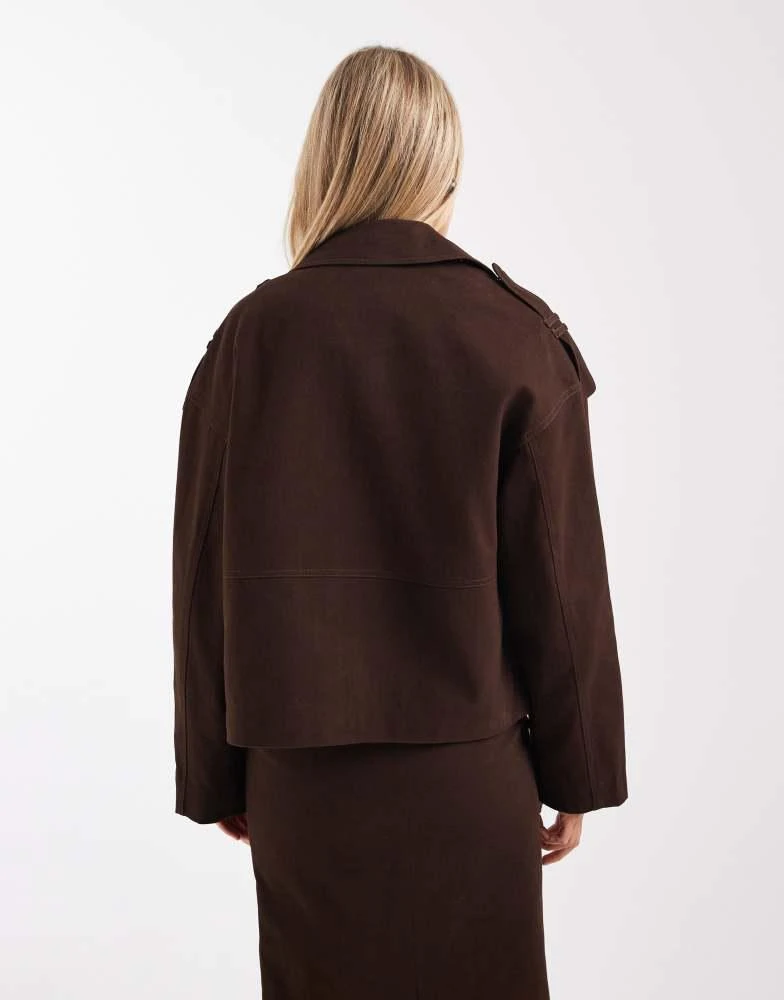 4th
Reckless 4th
Reckless cotton rich buckle detail zip through harrington jacket co-ord in chocolate 4