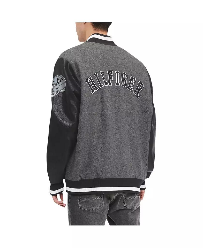 Tommy Hilfiger Men's Heather Gray, Black Las Vegas Raiders Gunner Full-Zip Varsity Jacket