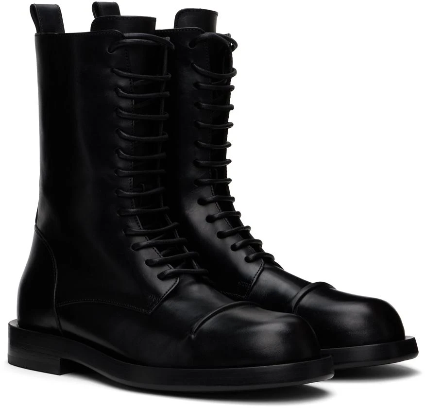 ANN DEMEULEMEESTER Black Gillian Pintuck Combat Boots 4