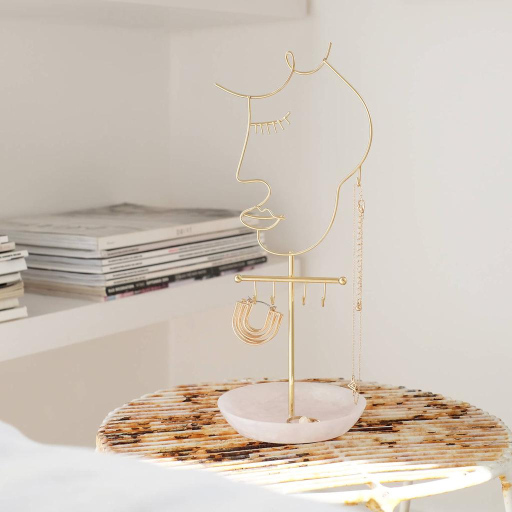Stackers Stackers Rose Quartz Effect 5 Hook Face Jewellery Stand