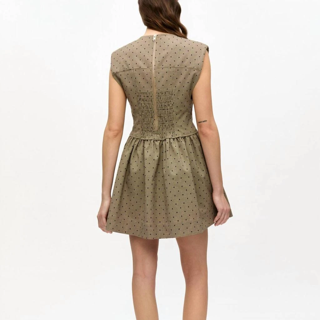 Ganni Flock Check Mini Dress In Tiger's Eye 2