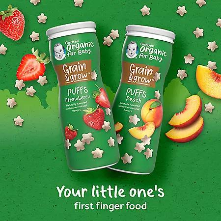 Gerber Gerber Organic Grain & Grow Cereal Puffs Variety Pack, Peach and Strawberry, 1.48 oz., 6 pk.