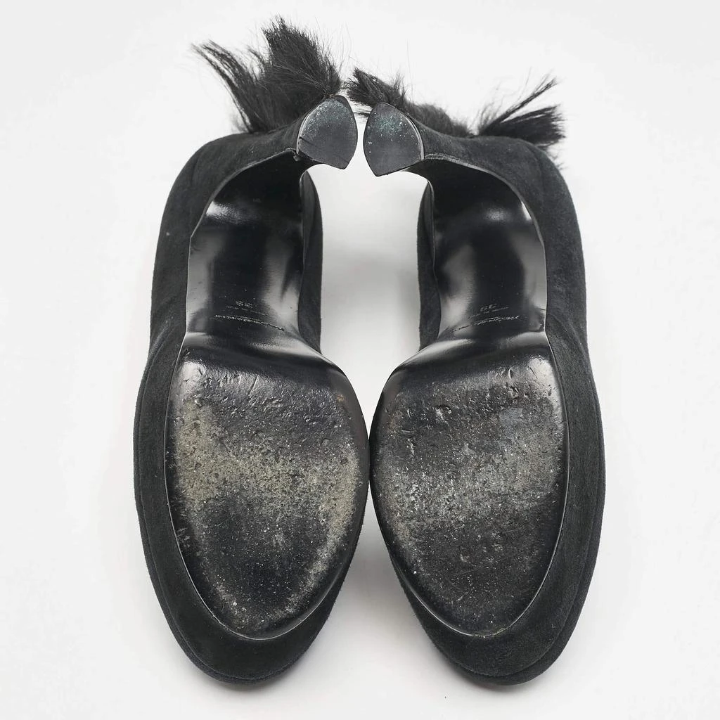Yves Saint Laurent Saint Laurent  Black Fur and Suede Platform Pumps Size 39 6