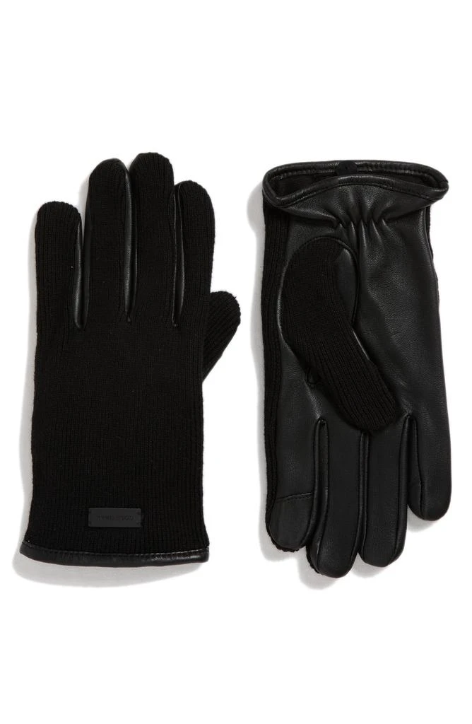Cole Haan Heritage Leather 
Knit Gloves