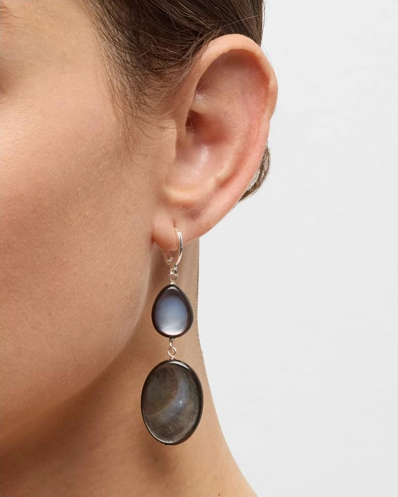 Margo Morrison Tahitian Mother-of-Pearl and Sterling Silver Huggie Drop Earrings 2