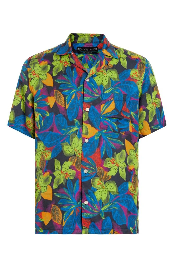 ALL SAINTS Goldfarb Floral Convertible Collar Camp Shirt 4