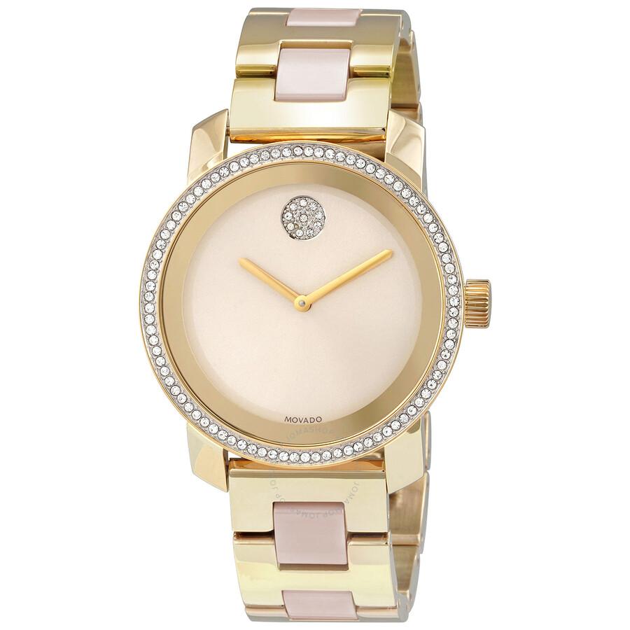 Movado Open Box - Movado Bold Quartz Champagne Dial Ladies Watch 3600785