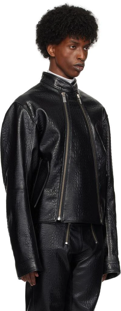 GmbH Black Ravn Faux-Leather Biker Jacket 2