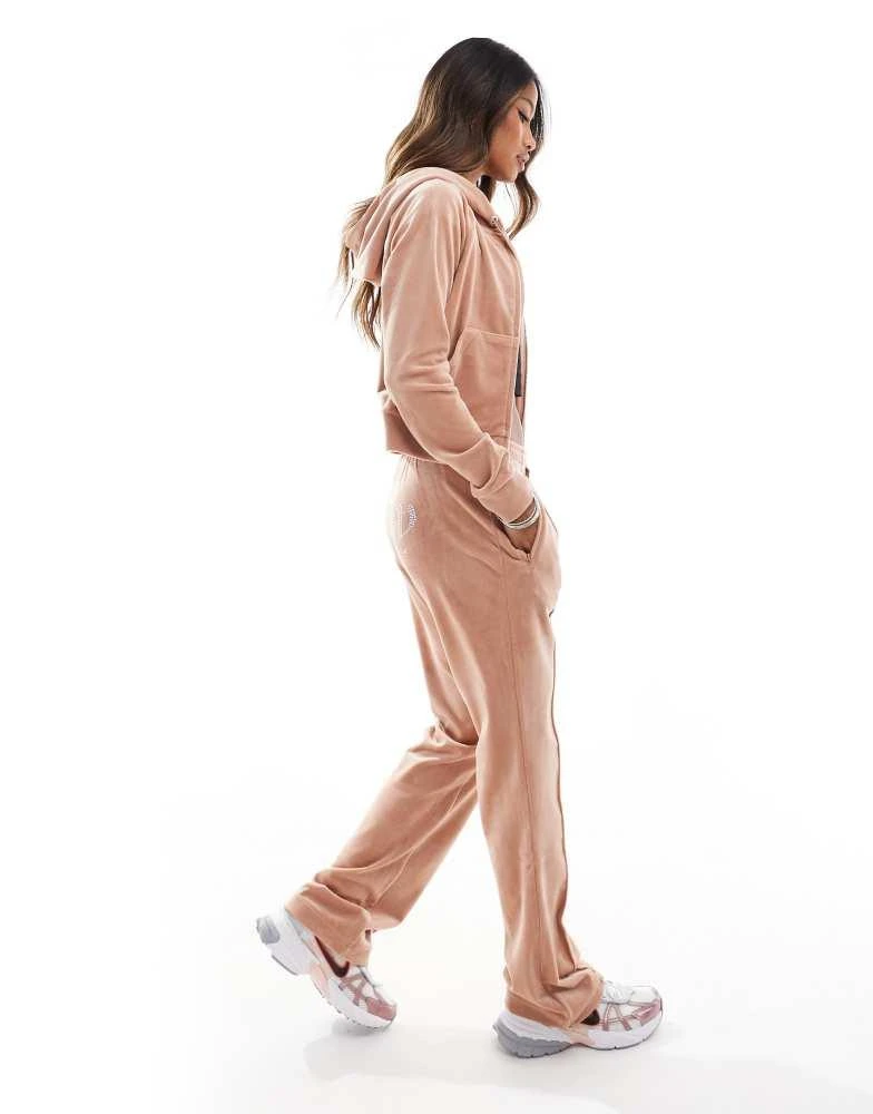 Juicy Couture Juicy Couture velour zip through hoodie co-ord in coffee 2