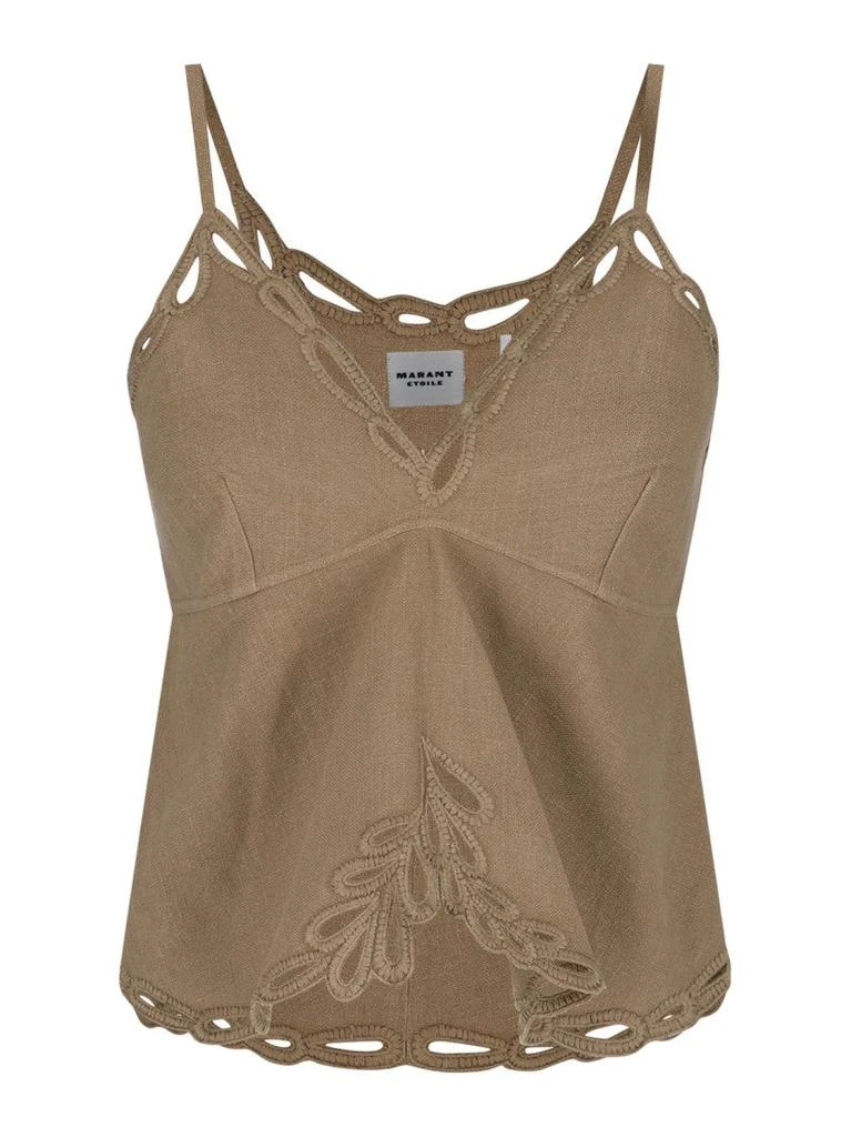 Isabel Marant Étoile Tomeki" Embroidered Tank Top – Green 1