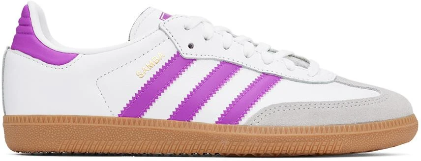 Adidas Big Kids White & Purple Samba OG Sneakers 1