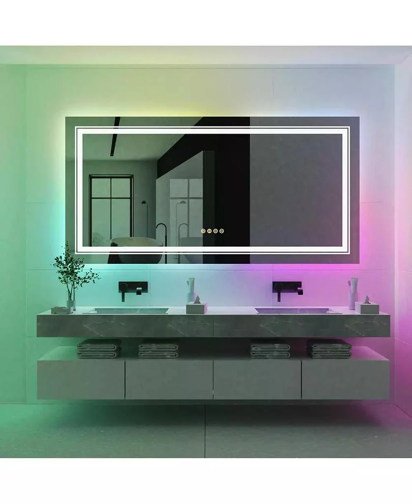 LUVODI 23.6x31.5 in LED  Bathroom Wall Mirror RGB Touch Anti Fog Multicolor Dimmable 9