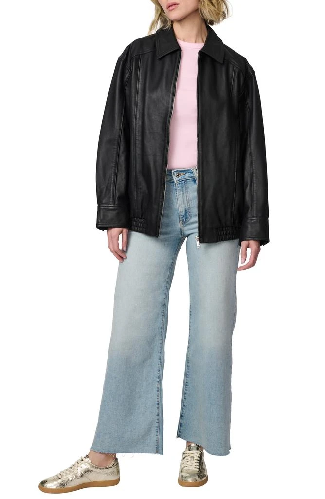 Bernardo Lambskin Leather Longline Bomber Jacket 4