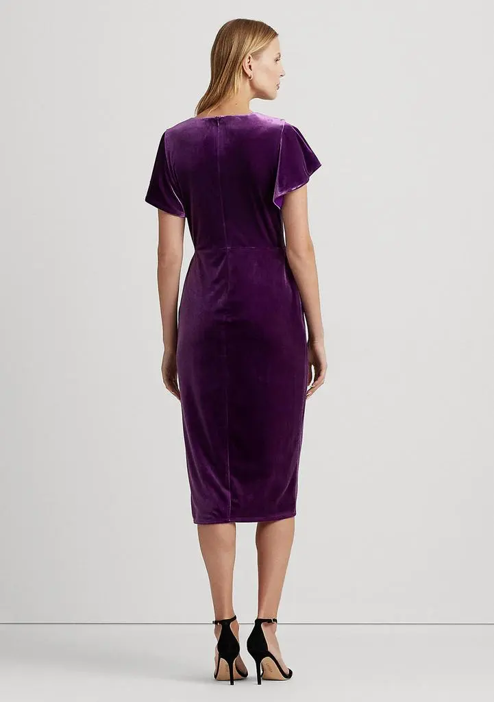 Ralph Lauren Flutter Sleeve Solid Velvet Gown 2