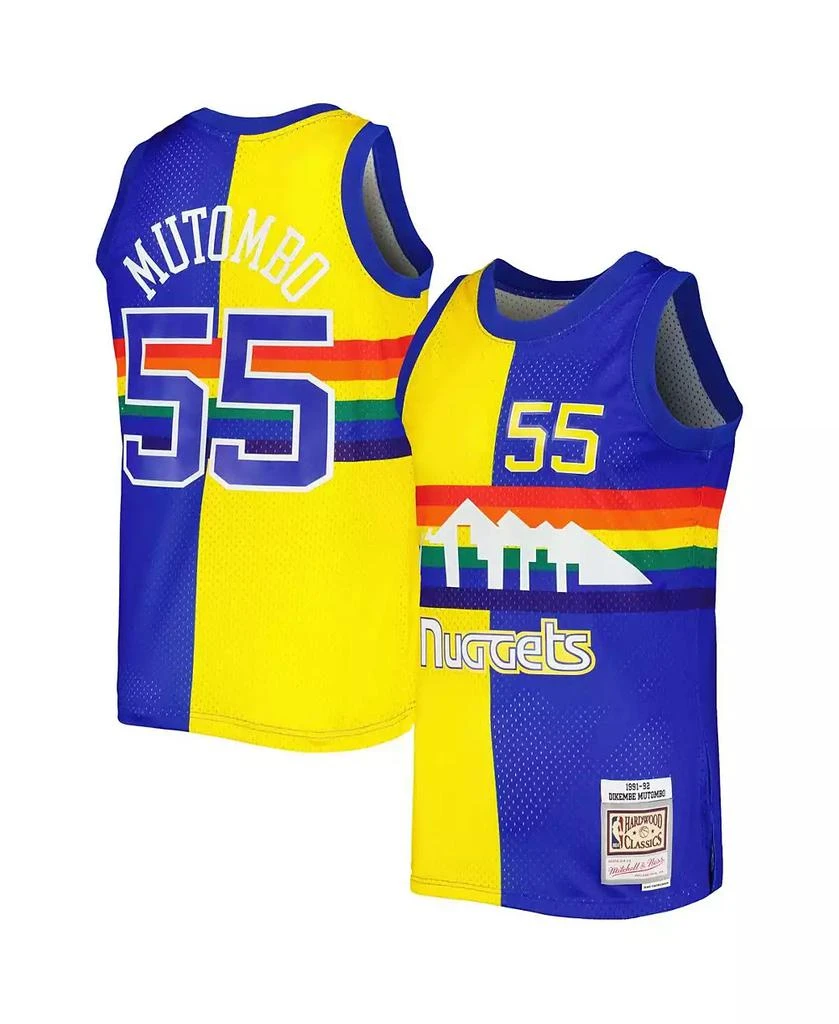 Mitchell & Ness Men's Dikembe Mutombo Royal, Gold Denver Nuggets Hardwood Classics 1991-92 Split Swingman Jersey 1