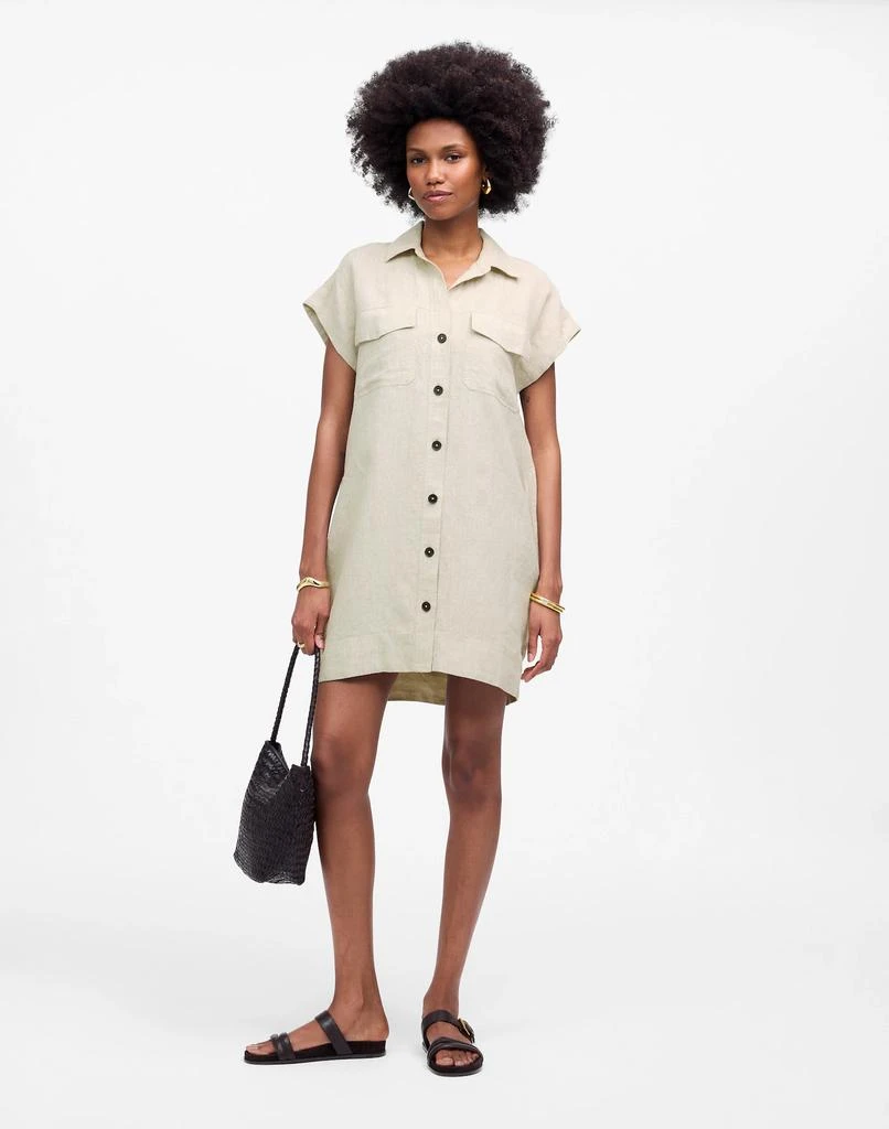 Madewell Utility Short-Sleeve Mini Shirtdress in 100% Linen