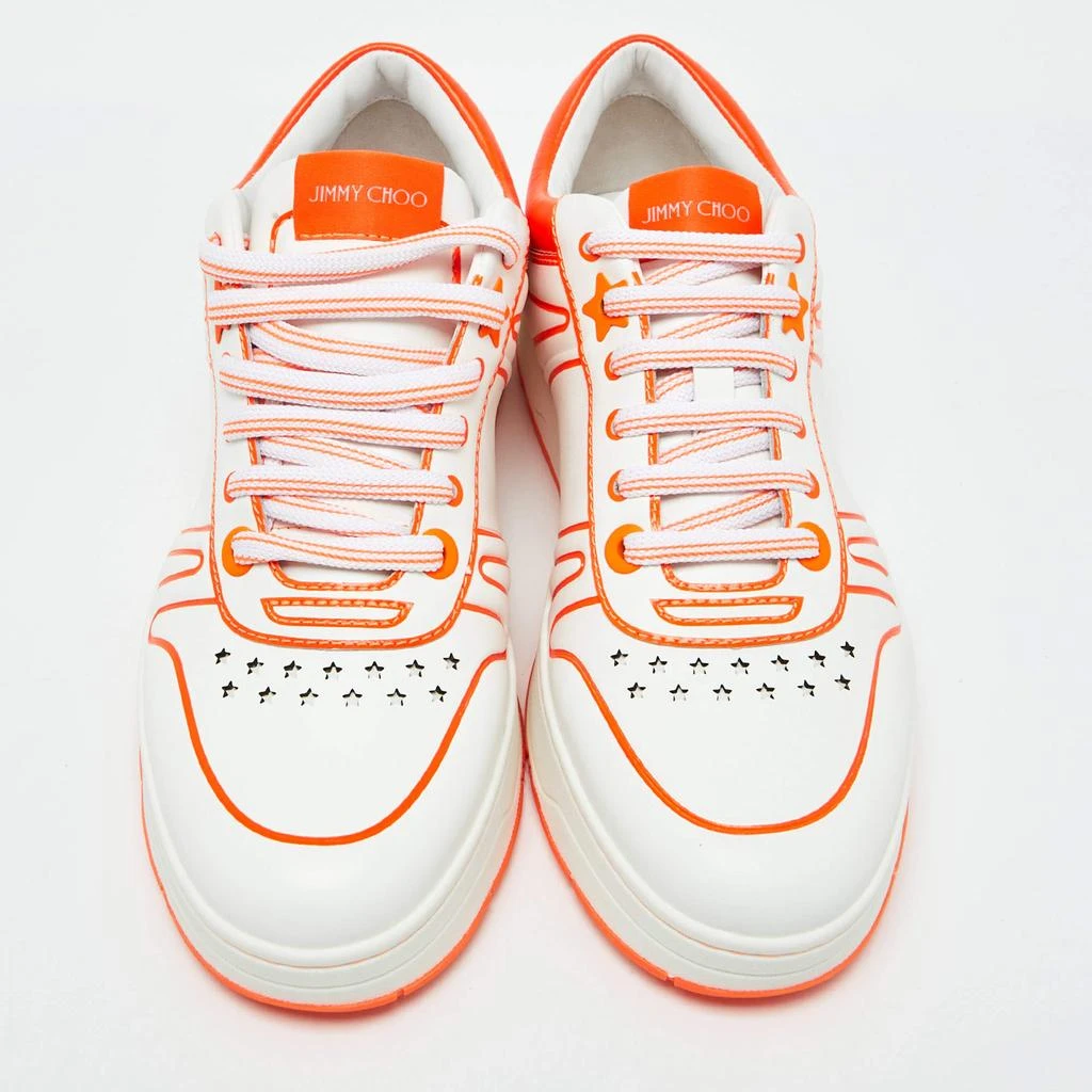 Jimmy Choo Jimmy Choo White/Neon Orange Leather Hawaii/F Sneakers Size 38 3