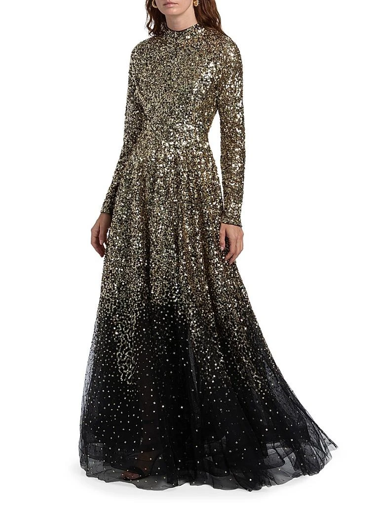 Atelier Prabal Gurung Ina Sequin-Embroidered Long-Sleeve Gown 4