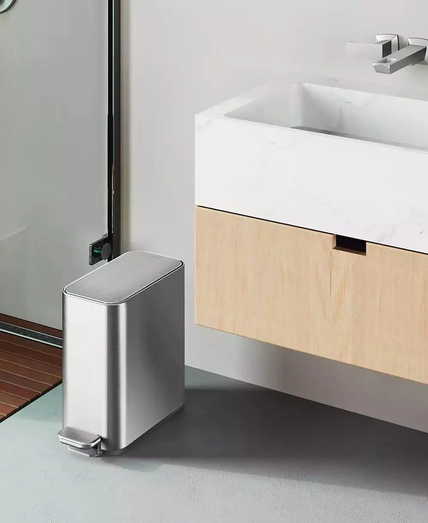 simplehuman 5 Liter Slim Bathroom Trash Can with Liner Pocket 7