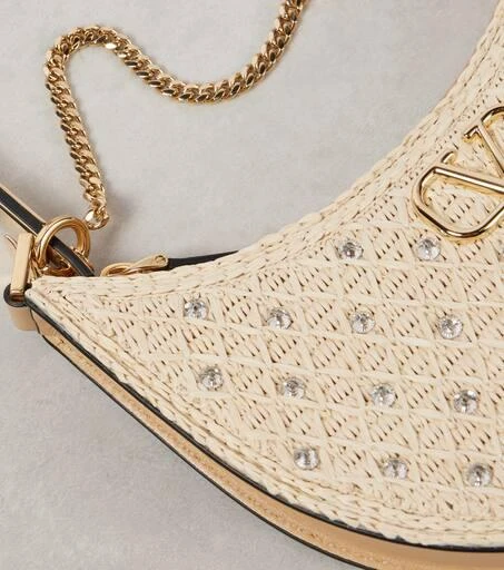 Valentino VLogo Signature raffia-effect shoulder bag 6