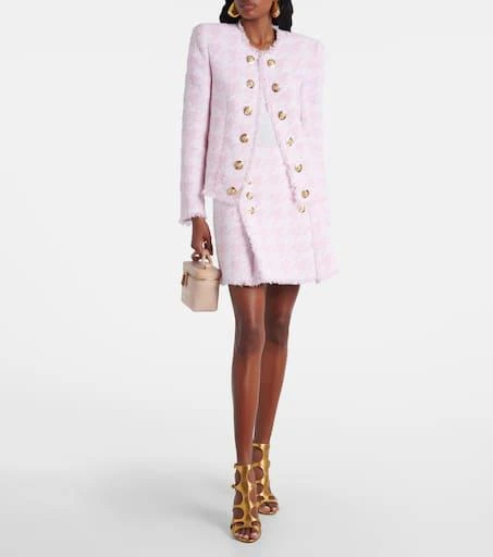 Balmain Houndstooth cotton-blend tweed jacket 2