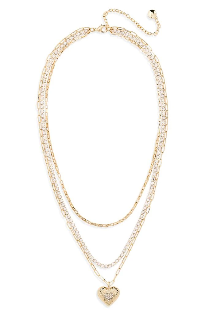 BAUBLEBAR Heart Pendant Crystal Layered Chain Necklace 1