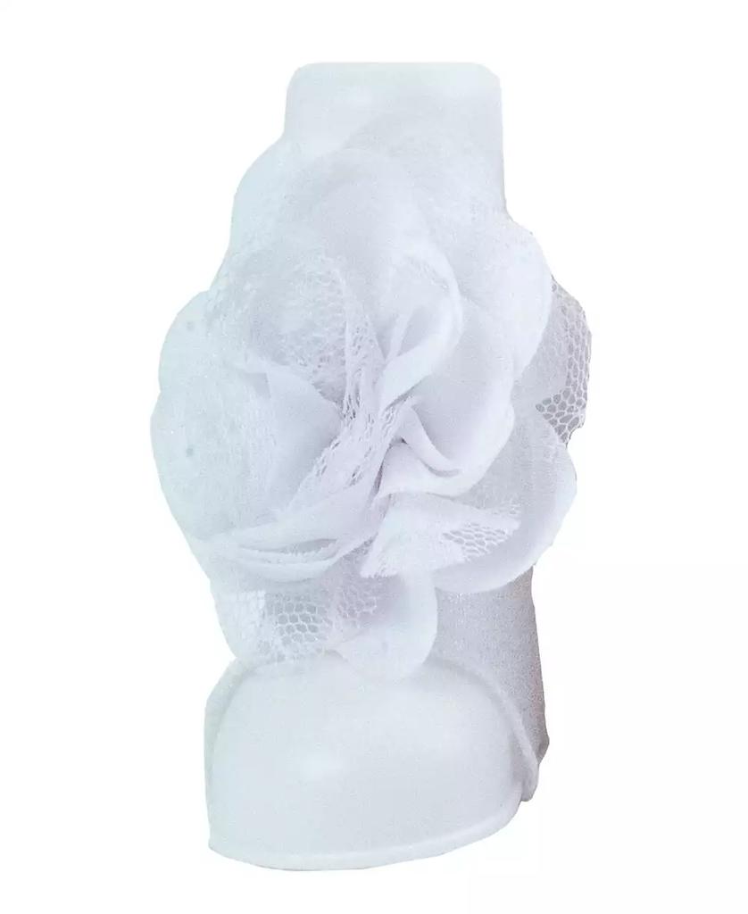 Baby Deer Baby Girls Shimmer Peep Toe Sock with Flower Overlay