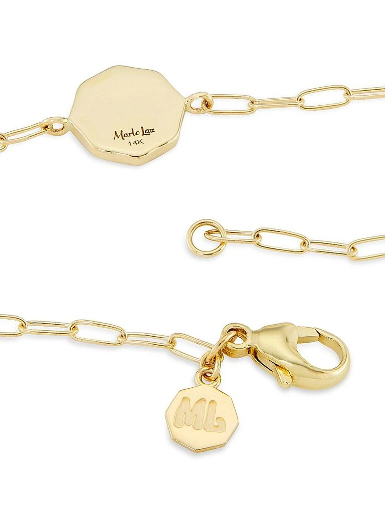 Marlo Laz Je Porte Bonheur 14K Yellow Gold 
Tanzanite Paper Clip Chain Bracelet 3