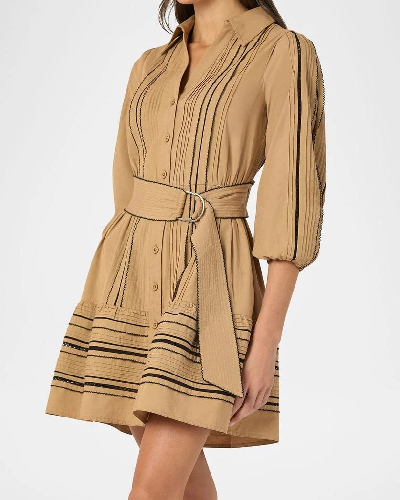 Shoshanna Towns Pintuck Flounce Cotton Mini Dress 4