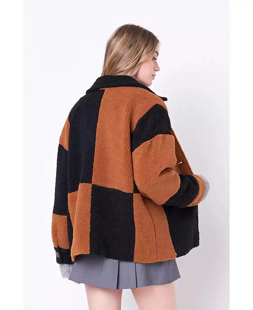 English Factory Women
s Oversize Teddy Check Jacket 2