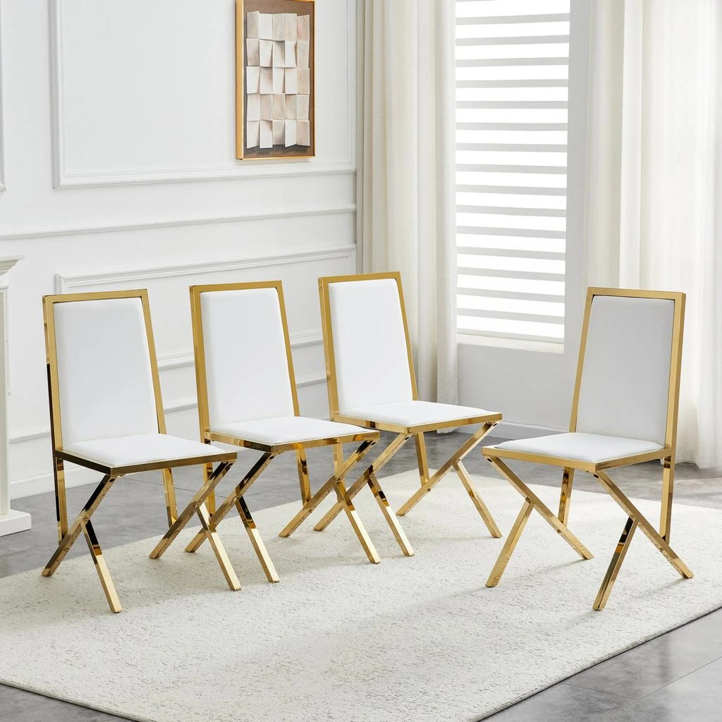 Streamdale Furniture Streamdale 4-pack gold metal dining chairs: ergonomic, simple, luxurious.