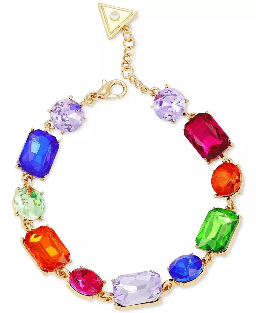 GUESS Gold-Tone Rainbow Mixed Crystal Flex Bracelet 2