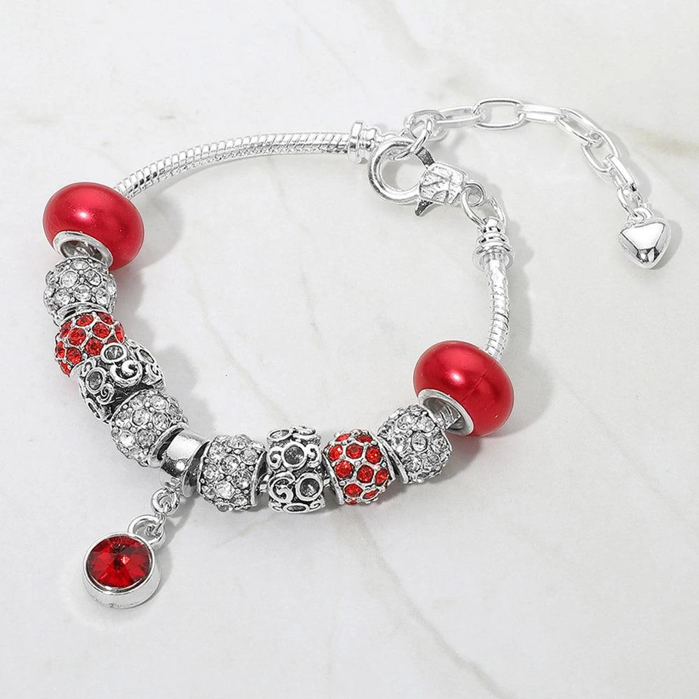 FASHNZFAB Round Stone Bezel Charm Accent Multi Beaded Bracelet 4