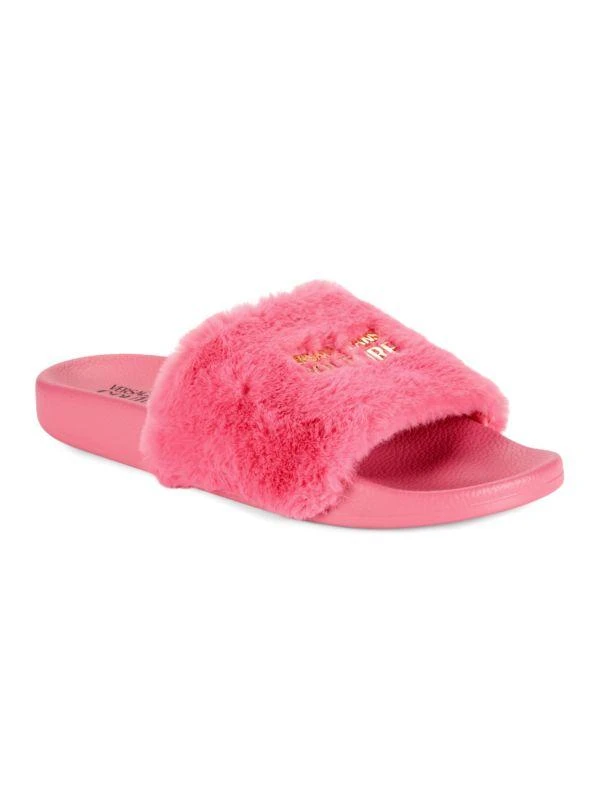 Versace Logo Faux Fur Slides 2