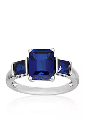 Belk 
Co. Created Sapphire Three Stone Ring in Sterling Silver