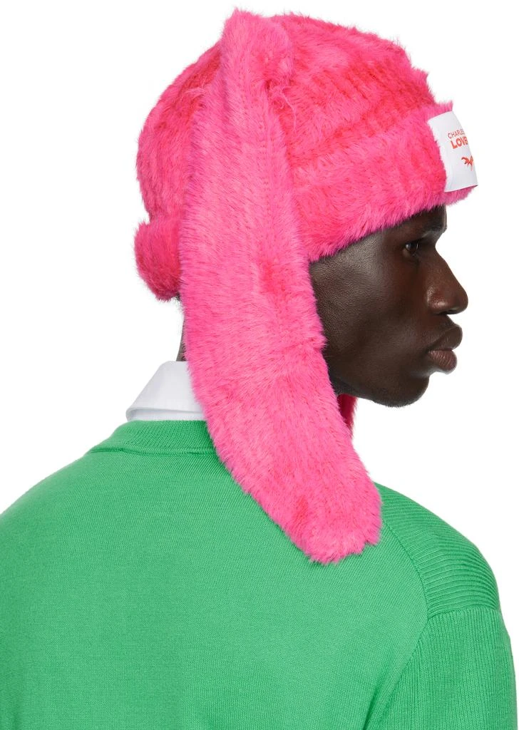 Charles Jeffrey Loverboy Pink Fluffy Chunky Rabbit Beanie 3