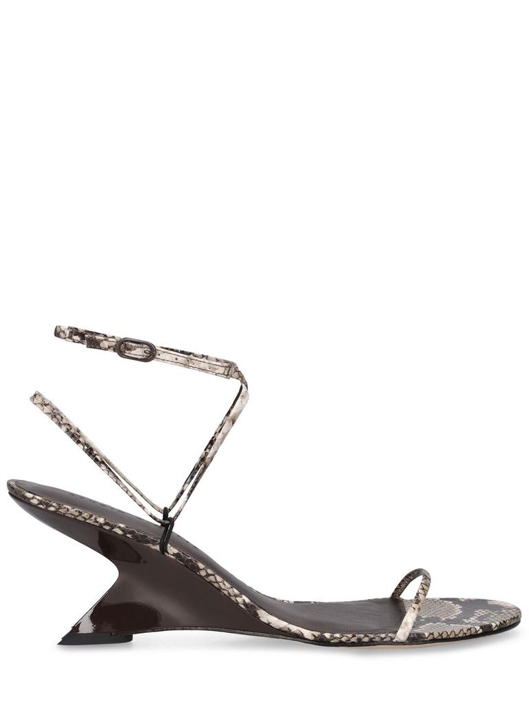 STUDIO AMELIA 70mm Halter Python Print Leather Wedges